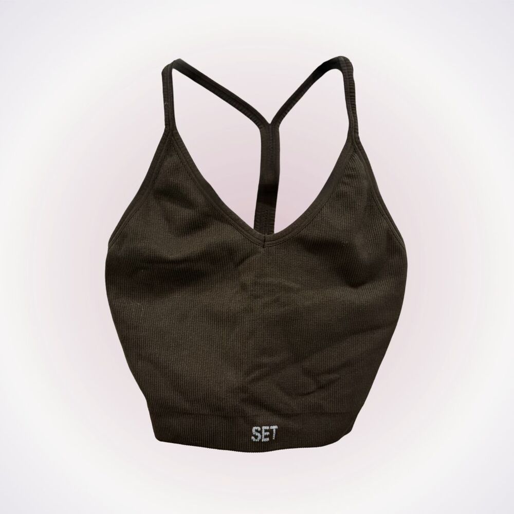 Set Active SCULPTFLEX Brown Power Ribbed V-Bra | Sz S